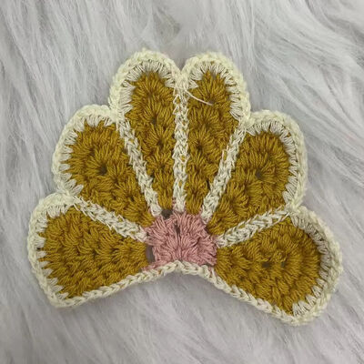 quality Half Flower Shaped DIY Embroidery Crochet Patches Fan-Shaped Bag Decoration Patches factory