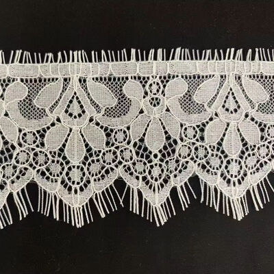 quality Double-Sided 7/8cm Small Eyelash Lace in Black & White Nylon Trimming for Dresses factory