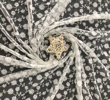 quality High Quality Mesh Small Flower Embroider Fabric Cotton Daisy Clothing Accessory for Wedding Veil factory