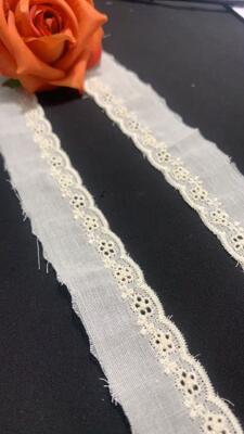 quality 3cm 100% Cotton Eyelet Lace Trim - Floral Pattern Fabric Border factory
