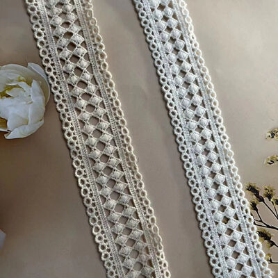 quality Water-Soluble Cotton Lace Trim 4.5cm Width Embroidery for Home Clothing Decoration factory