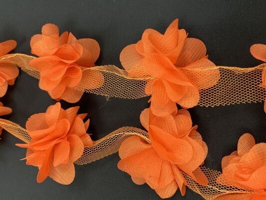Quality 3D Organza Flower Mesh Lace Trim Elegant Wedding Dress Decoration Accessories for Shoes and Bags factory