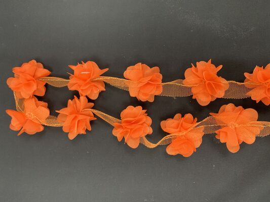 Quality 3D Organza Flower Mesh Lace Trim Elegant Wedding Dress Decoration Accessories for Shoes and Bags factory