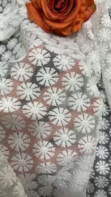 Quality High Quality Wholesale Snowflake Patterned Polyester Lace Fabric Embroidered Fabric, with Customizable Patterns factory