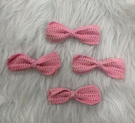 Quality Pure Hand-Knitted Crochet Bowknot Children's Hair Accessory DIY Ornaments Auxiliary Materials Finished Lace Product factory