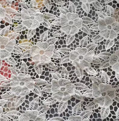 Quality High Quality Flower Embroidery Lace Fabric Water Soluble Polyester for Ladies' Garments and Bags factory