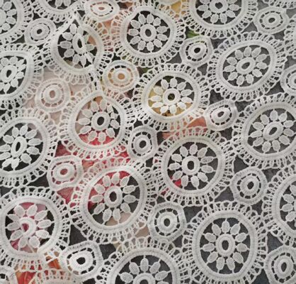 Quality High Quality Flower Embroidery Lace Fabric Water Soluble Polyester for Ladies' Garments and Bags factory