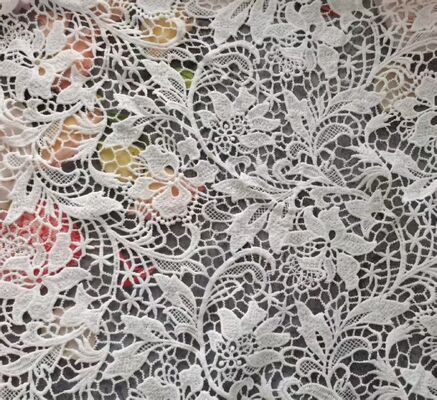 Quality High Quality Flower Embroidery Lace Fabric Water Soluble Polyester for Ladies' Garments and Bags factory