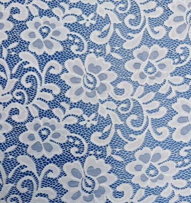 Quality Nylon Spandex Stretch Lace Fabric Elastic Hollow Flower Knitting Mesh for Female Wedding Dresses and Garments Accessories factory