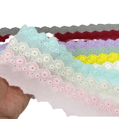 Quality 100% Cotton 2cm Chicken Embroidery Lace Trim with Vintage Sexy Design Water Soluble for Children's Garments factory