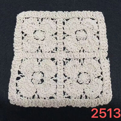 Quality Vintage 3D Lace Table Mat Hollowed Out Embroidery Coasters Shot Decorative Props Soft Cotton Home Fabric Square factory