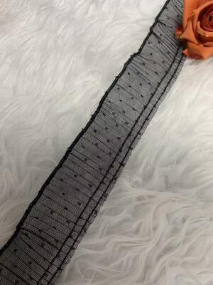 Quality New ARRIVAL! 100% Nylon Pleated Lace trim for ladies' dress ,pleated lace, none elastic lace ,lace trim make of mesh factory