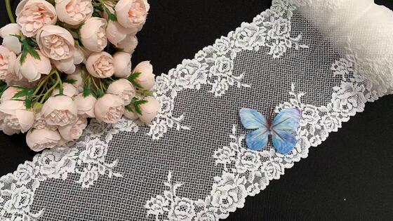 Quality NYLON SPANDEX WIDE LACE TRIM,LARGE EDGE LACE,ELEGANT BROAD LACE BORDER, factory