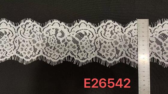 Quality Double sided wavy eyelash lace trim neck lace 11.5cm nylon perfect for adding elegance and unique floral embroidery to nightwear sleeves factory