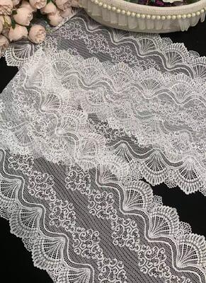 Quality Classic French Style White 22cm Lace Edge Spandex/Nylon lace tirm Elastic Garment Border for Wedding Decoration & DIY factory
