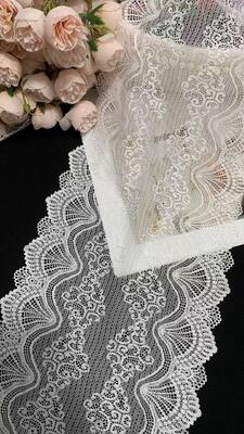 Quality Classic French Style White 22cm Lace Edge Spandex/Nylon lace tirm Elastic Garment Border for Wedding Decoration & DIY factory