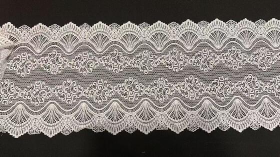 Quality Classic French Style White 22cm Lace Edge Spandex/Nylon lace tirm Elastic Garment Border for Wedding Decoration & DIY factory