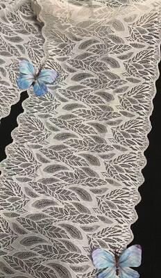 Quality French Lace Trim with Leaf Flower Wave Edge in Nylon/Spandex Blend 25.5CM Width for Women's Clothing factory