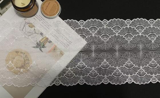 Quality A1Z004 French Lace with Nylon/Spandex Material and 19CM Width Featuring Wavy Edge Design for Dress & Home Textiles factory
