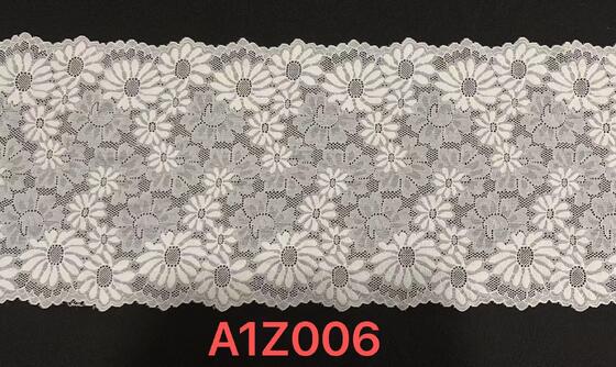 Quality Sunflower Daisy Floral Lace Trim Stretch Fabric in Nylon Spandex with 22.5cm Width for Pajama Dresses factory
