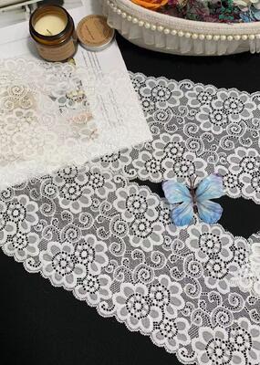 Quality Retro European Floral Elastic Lace Trim with 15.5cm Width and Nylon/Spandex Blend for Women's Dresses factory