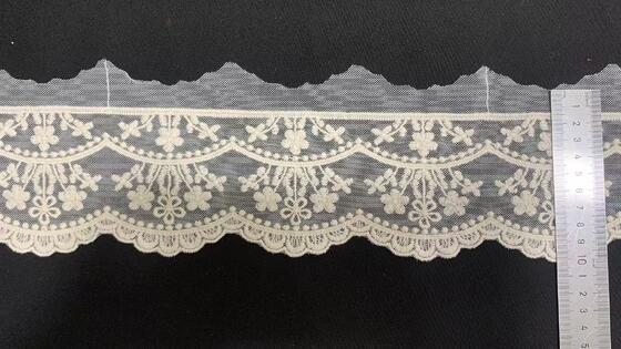 Quality Exquisite French Wave Pattern Eco-Friendly Voile Lace with Water-Soluble Mesh and Embroidery Stretch Fabric factory