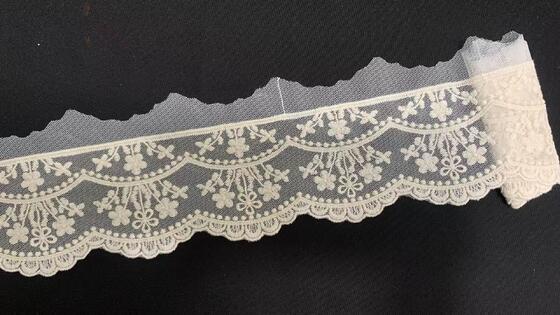 Quality Exquisite French Wave Pattern Eco-Friendly Voile Lace with Water-Soluble Mesh and Embroidery Stretch Fabric factory