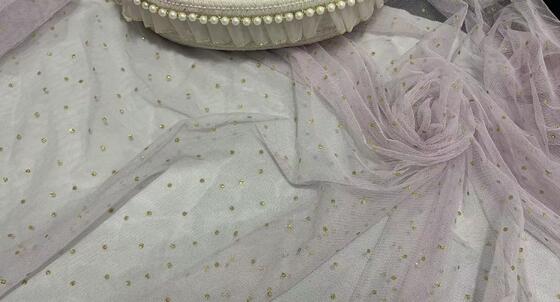 Quality High Quality Eco-Friendly Durable Printed Gold Foil Dot Mesh Fabric for Birthday Dresses with Boho Luxury Mesh Skirt factory