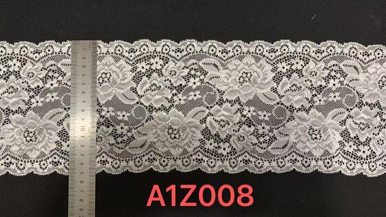 Quality French Lace Camellia Flower Pattern 15cm Width Dual Color Fancy Luxury Elastic Nylon Spandex Lace Pajama Decoration Accessories factory
