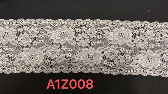 Quality French Lace Camellia Flower Pattern 15cm Width Dual Color Fancy Luxury Elastic Nylon Spandex Lace Pajama Decoration Accessories factory