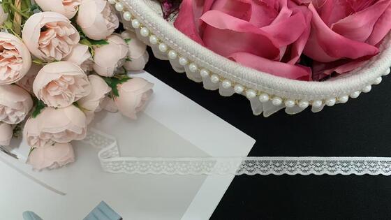 Quality 1.5cm Soft Nylon Spandex Scalloped Lace Trim, Elastic Eco-Friendly for Lingirie Dress Garment Decoration factory