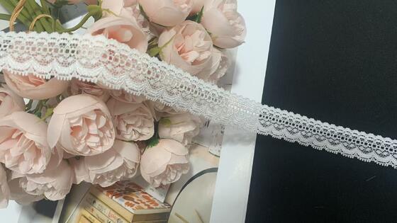 Quality Elegant Tiny Picot Fringe Dual-Wave Nylon Spandex Elastic Lace Trim for Lingerie Nightwear, Wedding Dress and DIY Decor factory