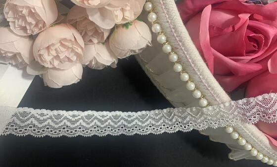 Quality Elegant Double-Row Oval Hollow Picot Edge Nylon Spandex Elastic Lace Trim for Lingerie Pajama Nightdress DIY Decor factory