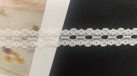 Quality 2.5cm Delicate Floral Nylon Lace Trim with Symmetrtrical Openwork & Eyelet Hole Design for Women's Dresses, Lingerie and Garment Decor factory