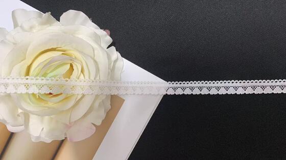 Quality 1cm Sweetheart Stretch Lace Trim, Delicate Knitted Heart Pattern Elastic Border for Dresses and Lingerie factory