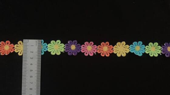 Quality E2651906# Colorful Vibrant Printed Lace Trim Water-soluble Embroidery Sexy Daisy Lace Simple Male/Female Children's Top T-shirt factory