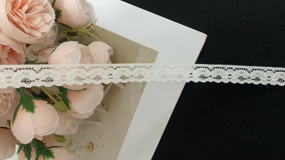 Quality Vintage  Bloom Streach Lace Trim, Soft Nylon Knitted Floral Border For Summer Dresses & Undergarments factory