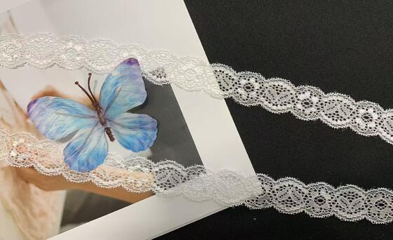 Quality 2.5cm Classic Double-sided Wavy Floral French Lace Elastic Luxury Fancy Accessory for Women/Children's Decorative Clothing Shoes factory