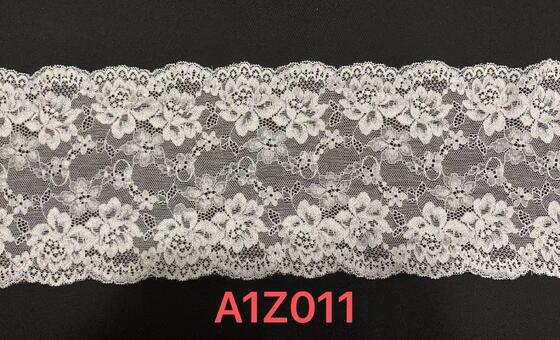 Quality A1Z011 16.5cm Wide Fancy French Double Wave Floral Elastic Stretch Lace Fabric Rhinestones for Lingerie Wedding Dresses factory