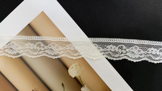 Quality 3.5cm Romantic Hollow Floral Elastic Lace Trim Soft Against Skin for Bridal Dresses & Custom Apparel Making factory