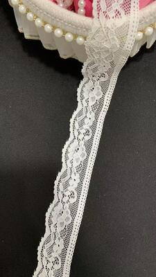 Quality 3.5cm Romantic Hollow Floral Elastic Lace Trim Soft Against Skin for Bridal Dresses & Custom Apparel Making factory