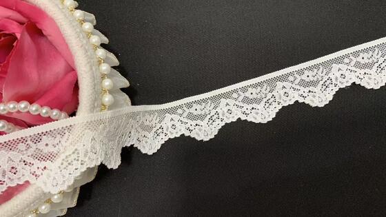 Quality 3.5cm White French Lace Trim (Nylon/Spandex) Elastic Bridal Lace for Garment Accessories & Home Decor-A1W0001 factory