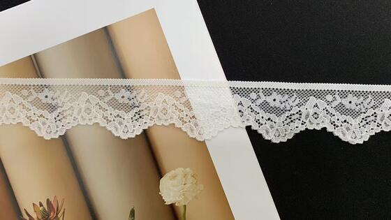 Quality 3.5cm White French Lace Trim (Nylon/Spandex) Elastic Bridal Lace for Garment Accessories & Home Decor-A1W0001 factory