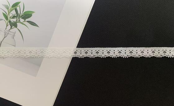 Quality 1.2cm White Symmetric Hollow-out Nylon Lace Trim with Delicate Scalloped Edge Eco-Friendly Elastic Fabric for Garment Sewing factory