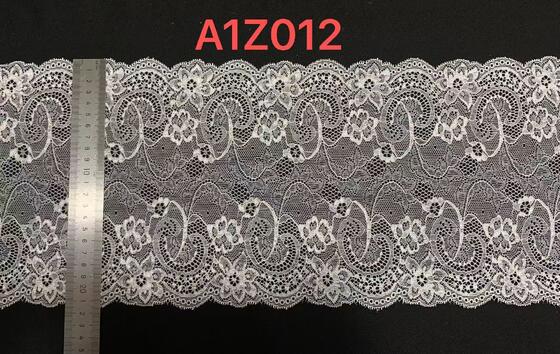 Quality A1Z012# Double Scalloped Shell Knitted French Lace with Spandex 21.5CM Width Elastic for Bridal Apparel factory