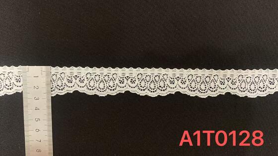 Quality 2.8cm Stretch Nylon Lace with Continuous Hollow Scallop Pattern, Soft Elastic Fabric for Apparel Trimming. factory