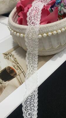Quality 2.8cm Stretch Nylon Lace with Continuous Hollow Scallop Pattern, Soft Elastic Fabric for Apparel Trimming. factory