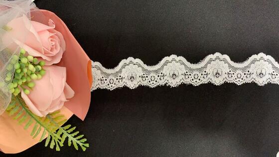 Quality 3.5CM Delicate Hollow Floral Polyamide Stretch Lace Trim Non-Irritating Elastic Tape for Bra, Bridal Gowns & DIY Clothing Projects factory