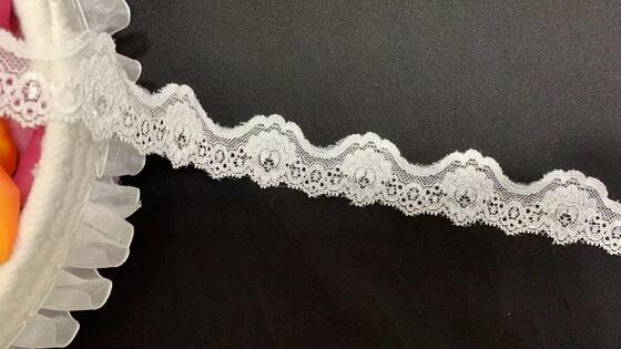 Quality 3.5CM Delicate Hollow Floral Polyamide Stretch Lace Trim Non-Irritating Elastic Tape for Bra, Bridal Gowns & DIY Clothing Projects factory