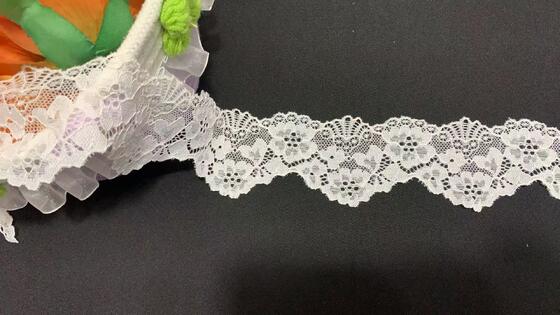 Quality 6CM Soft Touch 4-Way Stretch Hollow Flower Lace Trim Nylon Spandex Fabric for Underwear Bands, Party Dresses & Craft Making factory